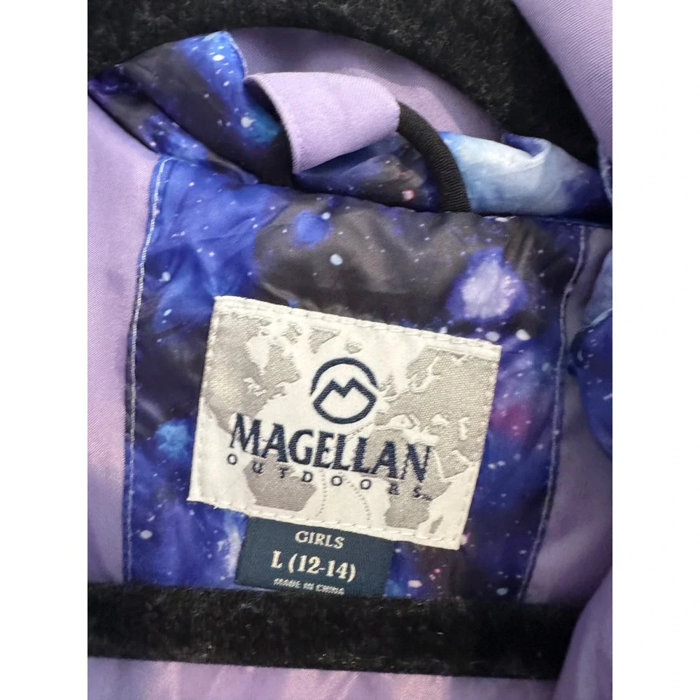 Magellan Outdoors Winter Jacket Girls L 12-14 Purple Insulated Galaxy Lining